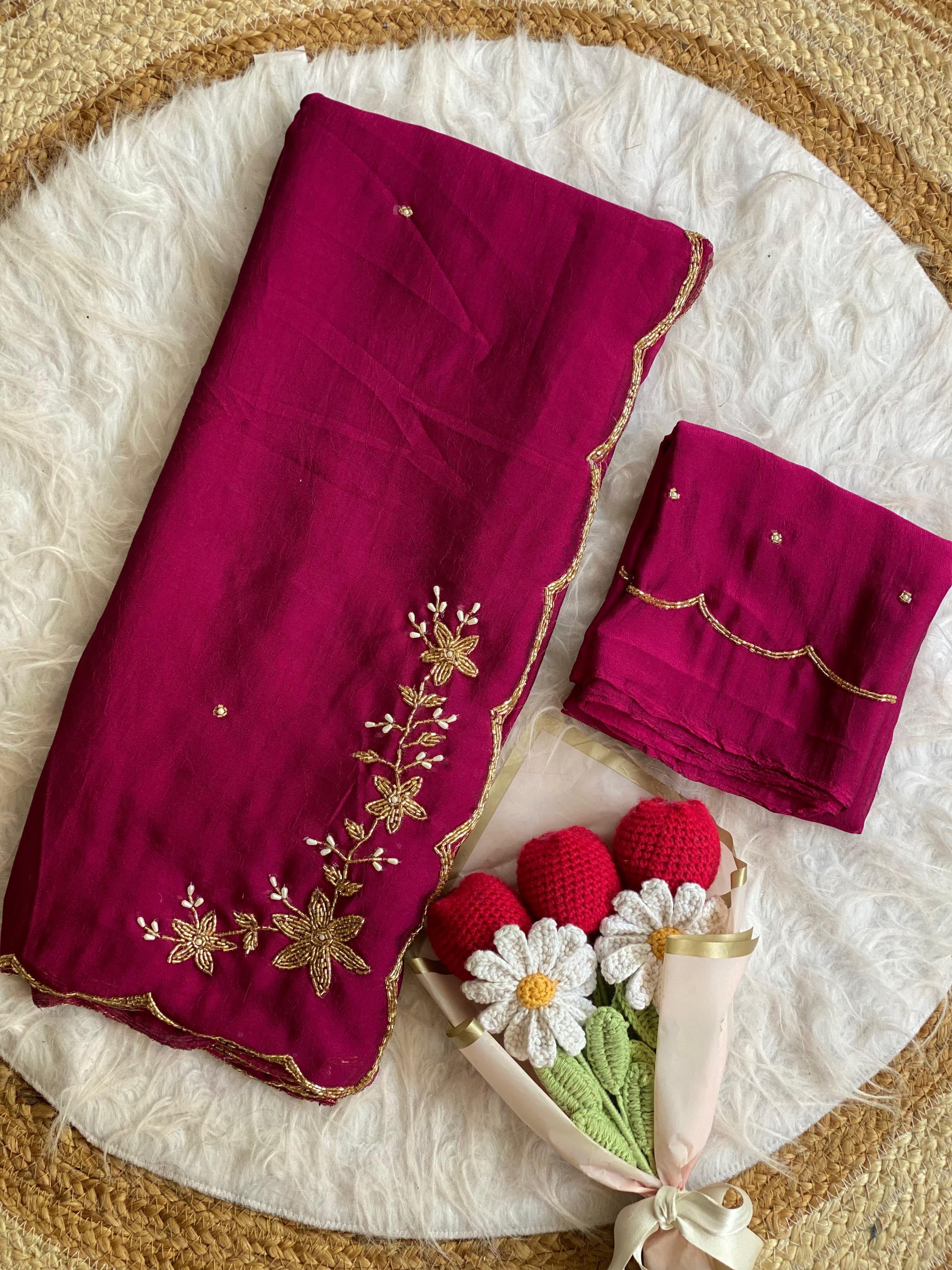 Soft crush silk saree