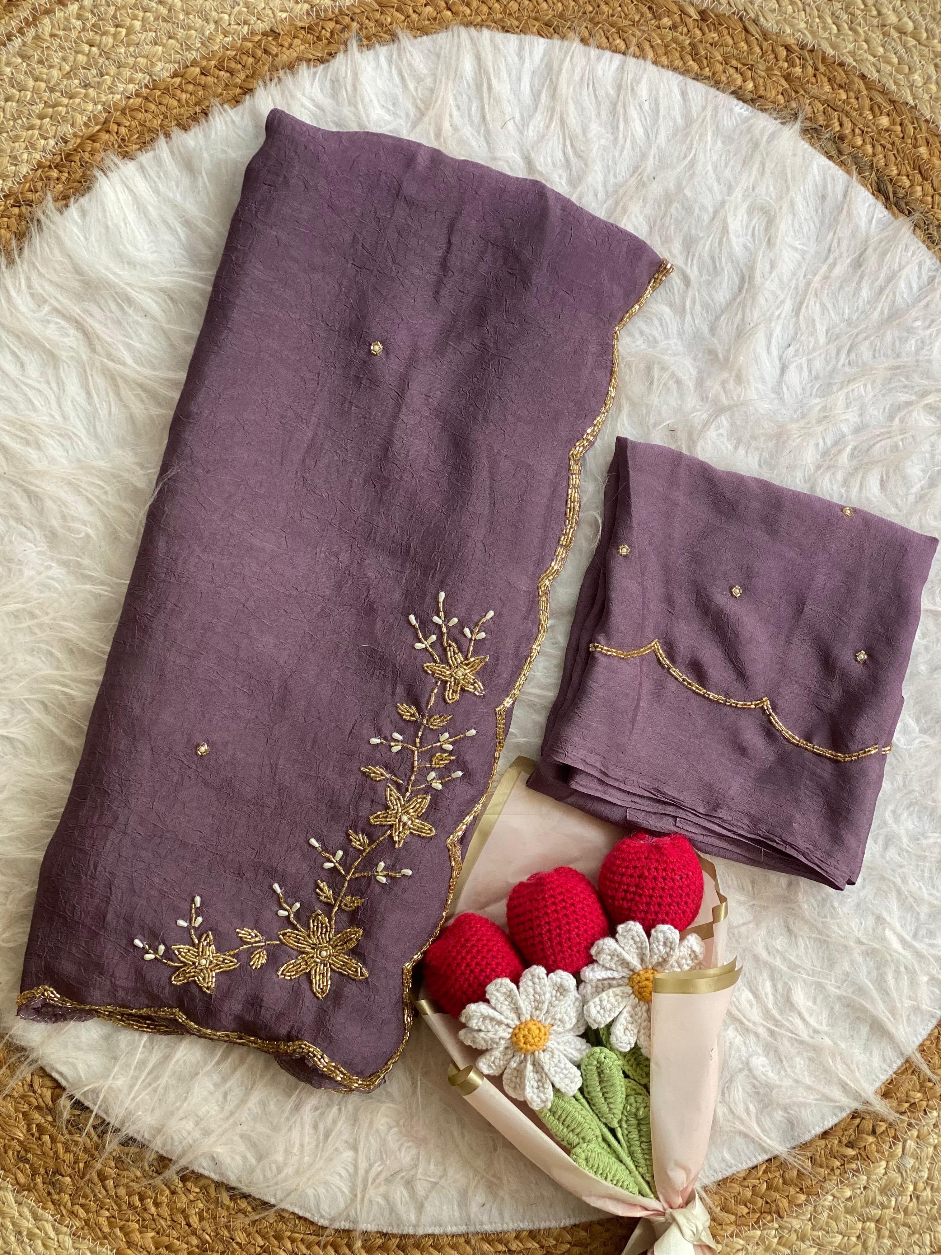 Soft crush silk saree