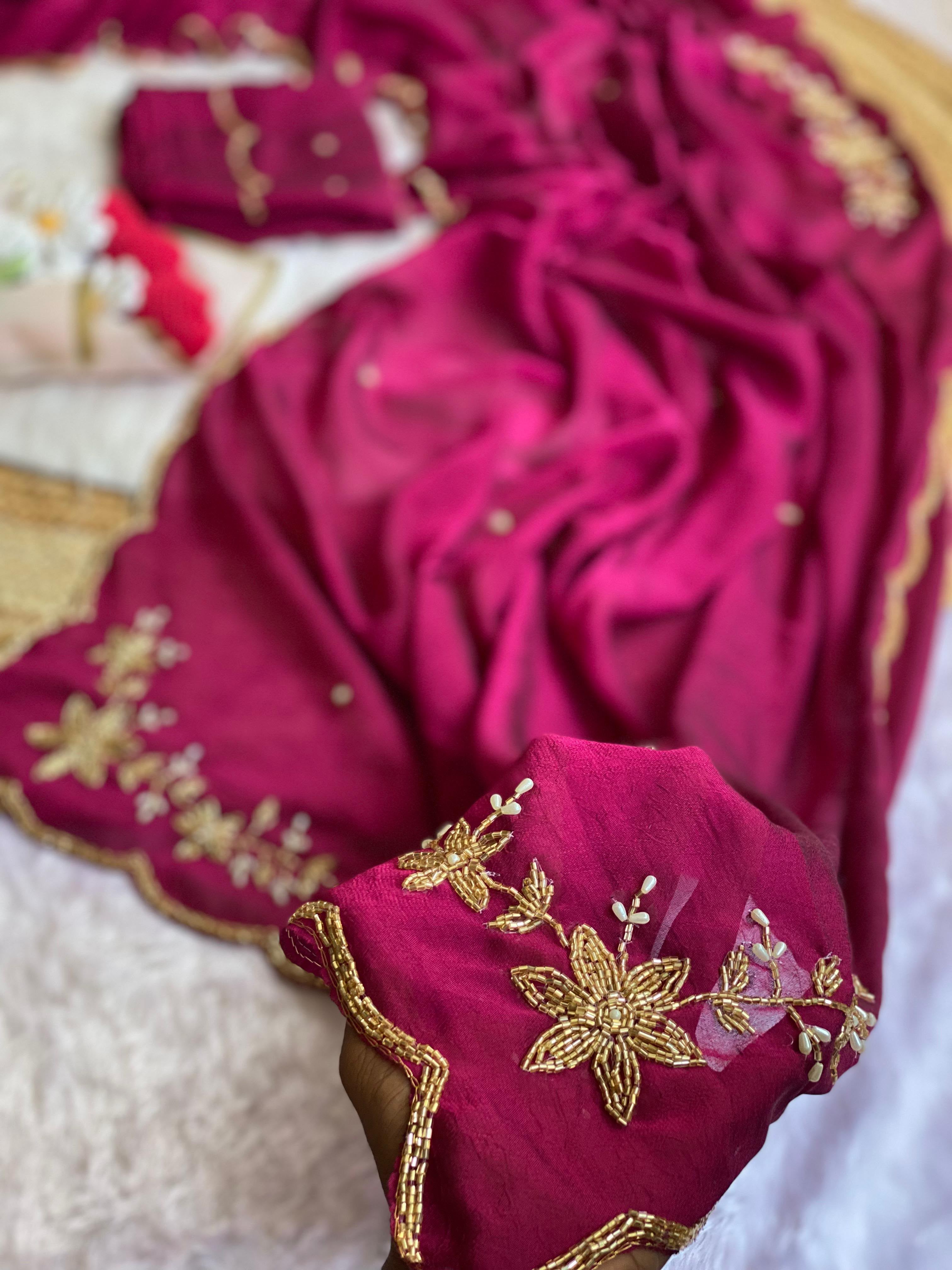Soft crush silk saree