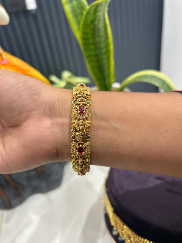 Beautiful Lakshmi devi openable bangle with ruby stone