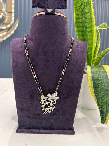 Beautiful white stone pendant 2layers Blackbeads chain 18 inchs long