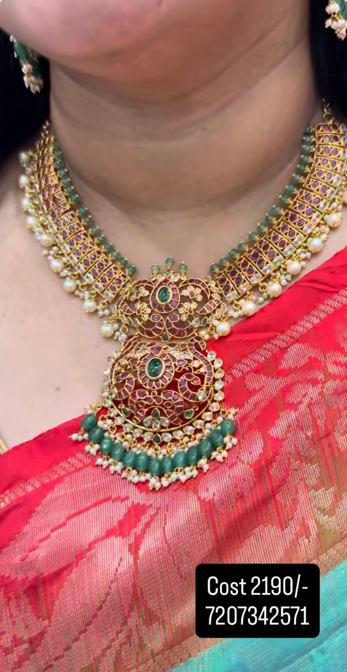 Beautiful pota stone necklace with pushback earrings