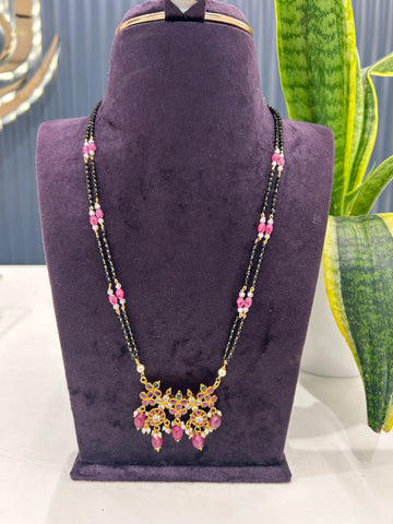 Beautiful pota stone pendant Blackbeads chain with beads finishing 18 inchs long