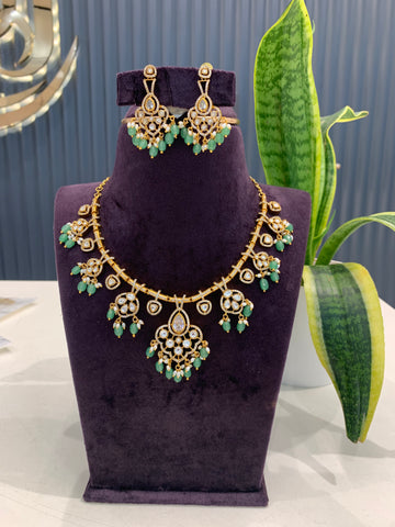 Beautiful Victoria, beads finishing necklace set with pushback earrings