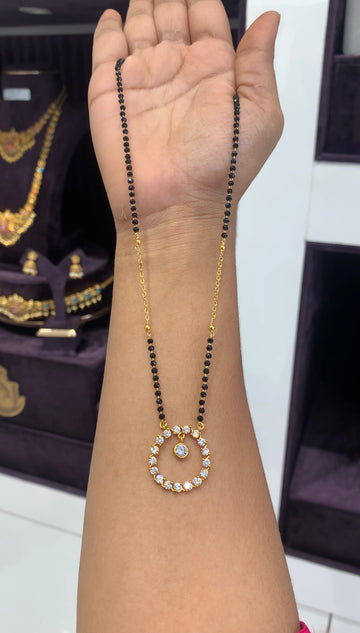 Beautiful white stone pendant with handmaking blackbeads Chandraharam chain 18 inchs long