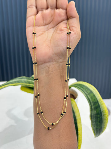 Beautiful Simple Blackbeads 2 layers chain 18 inchs long