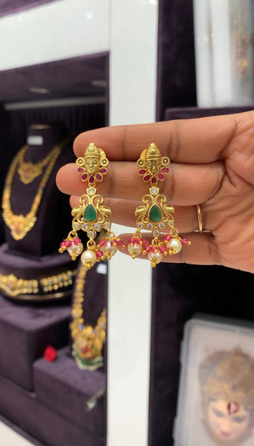 Beautiful pota stone balaji ear hangings