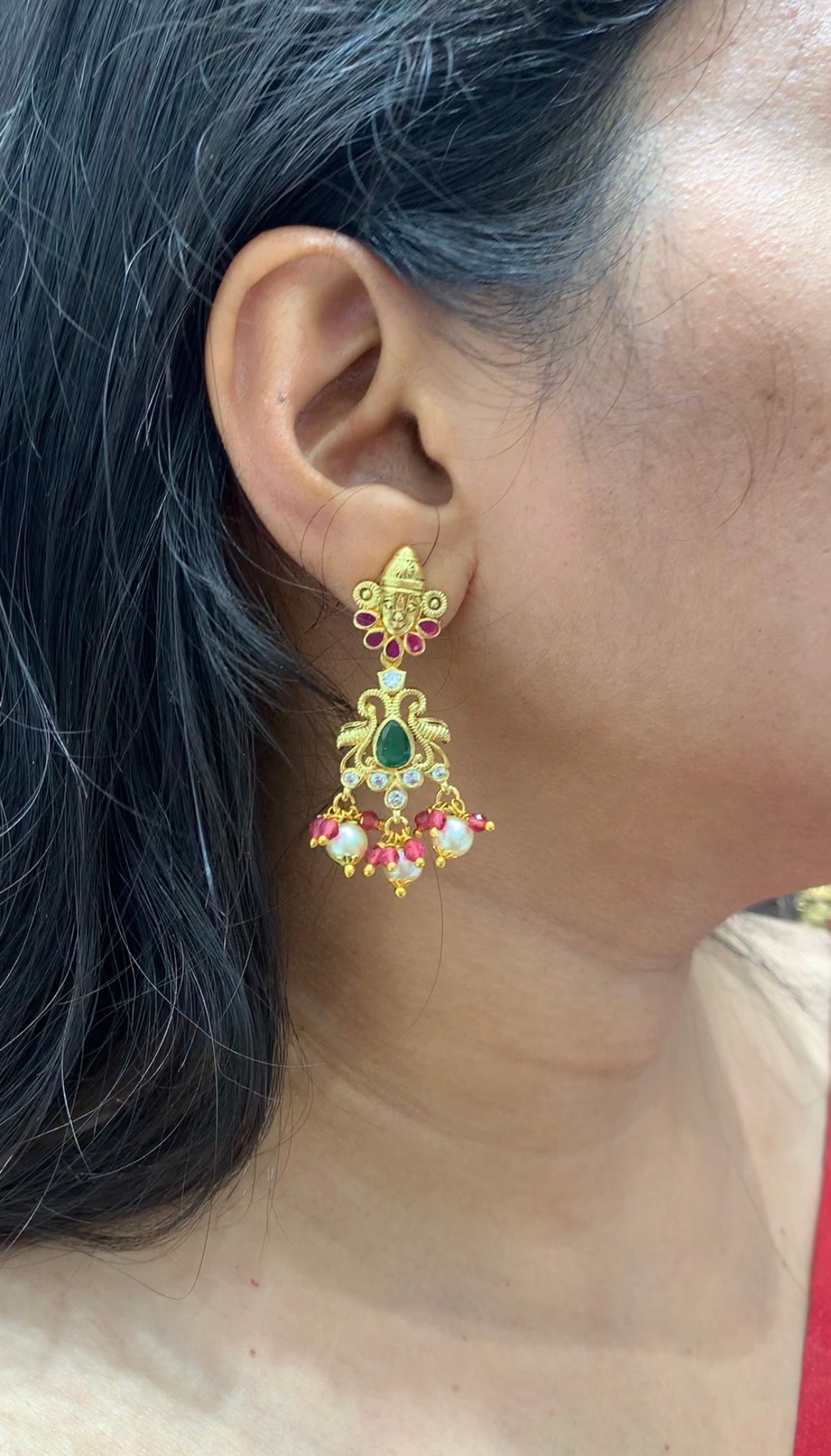 Beautiful pota stone balaji ear hangings