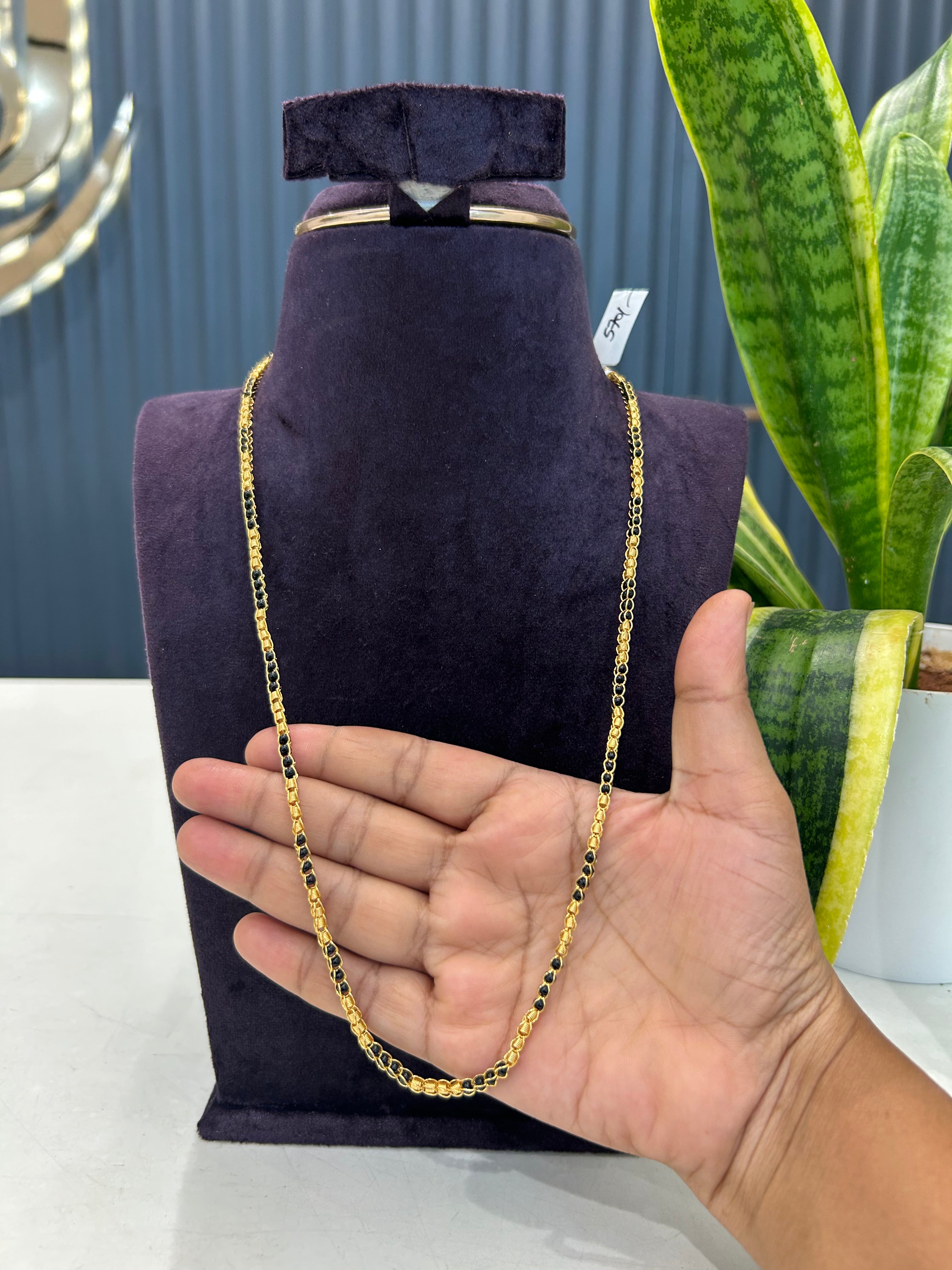 Beautiful Blackbeads thali chain 24 inchs long
