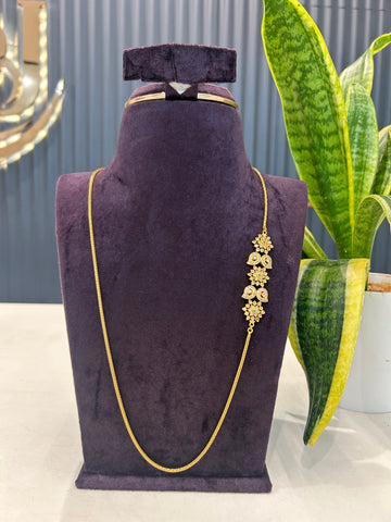 Beautiful white stone side pendant thali chain 24 inchs long