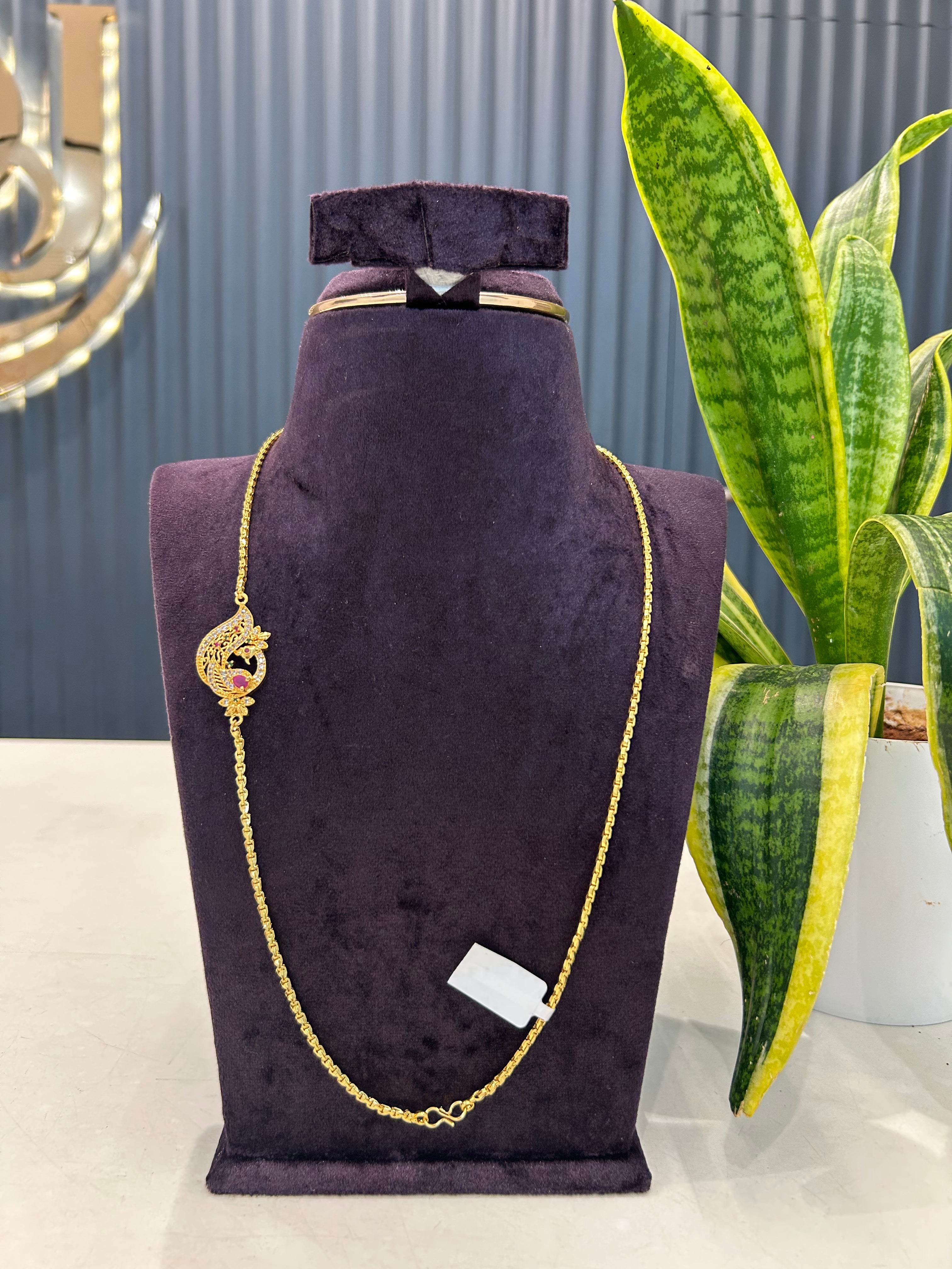 Beautiful peacock design side pendant thali chain 24 inchs long