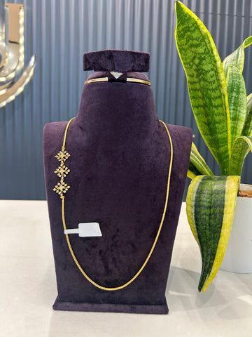 Beautiful white stones side pendant thali chain 24 inchs long