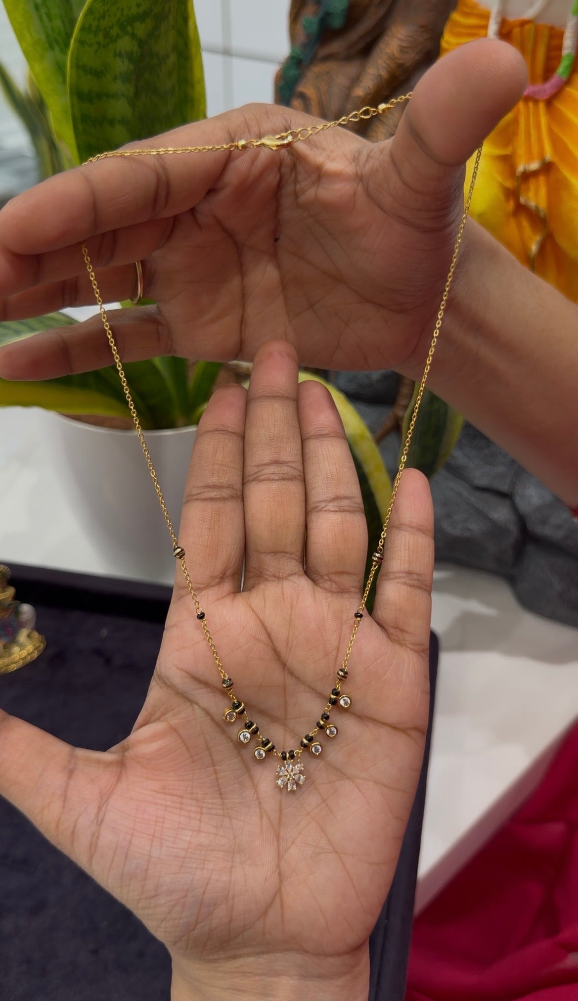 Beautiful simple blackbeads with Chandraharam chain 18 inchs long