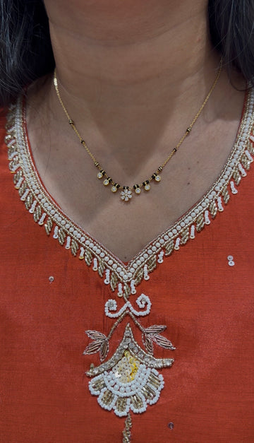 Beautiful simple blackbeads with Chandraharam chain 18 inchs long