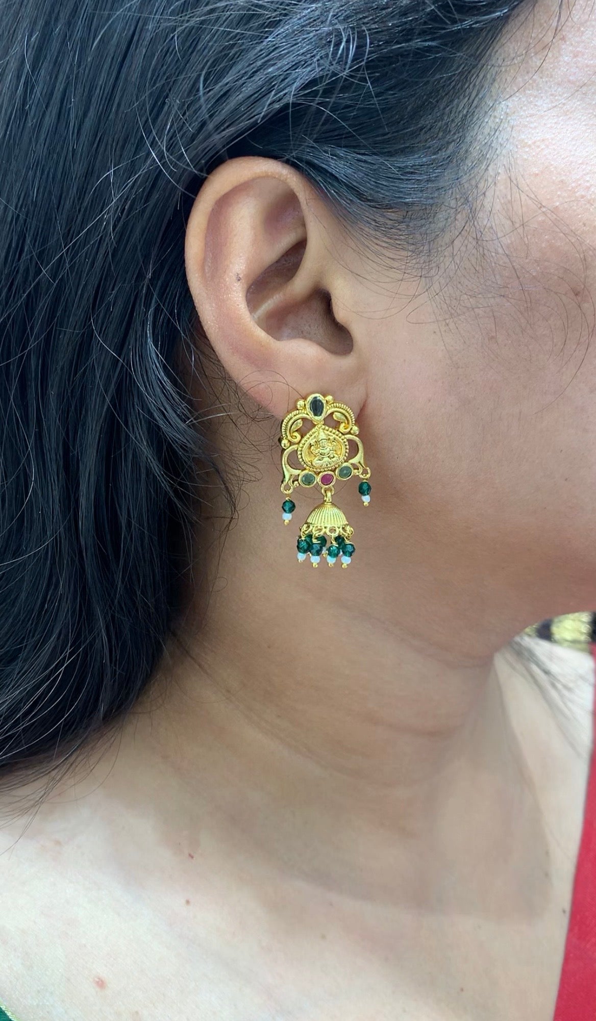 Beautiful Lakshmi devi earrings with pushback