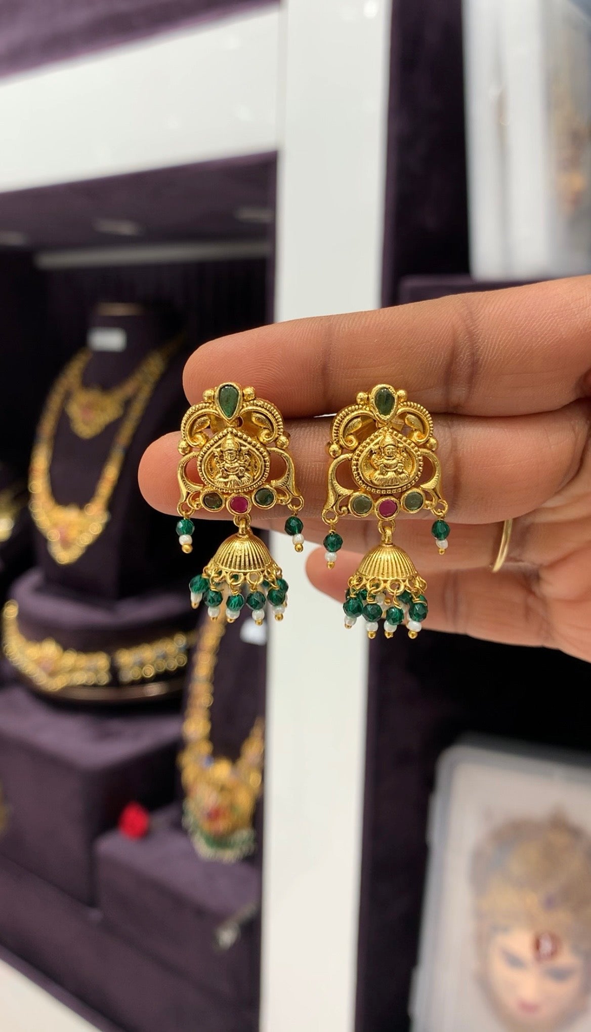 Beautiful Lakshmi devi earrings with pushback