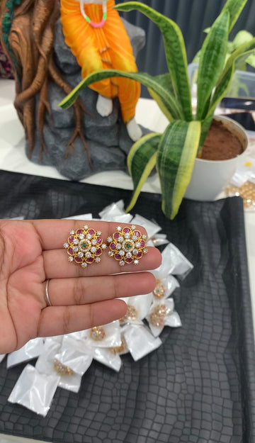 Beautiful pota stone studs with pushback