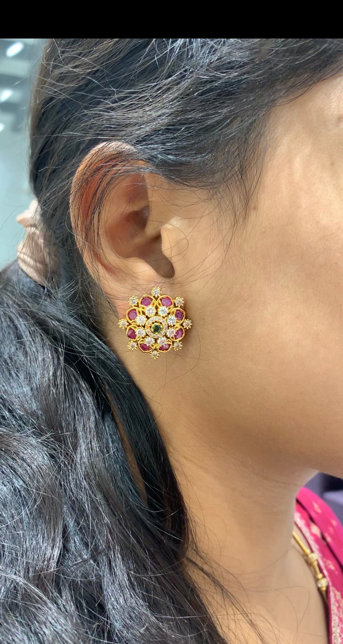 Beautiful pota stone studs with pushback