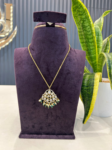 Beautiful uncut stone pendant with Chandraharam chain 18 inchs long