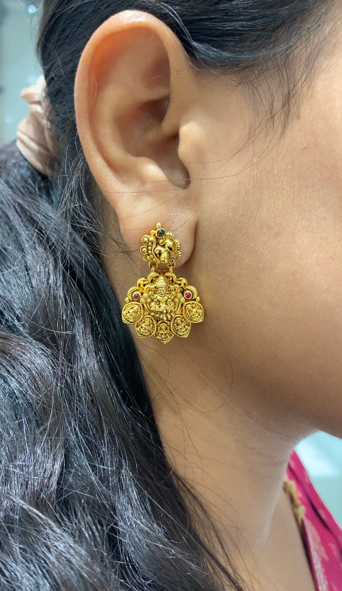 Beautiful Lakshmi devi kasula model earrings