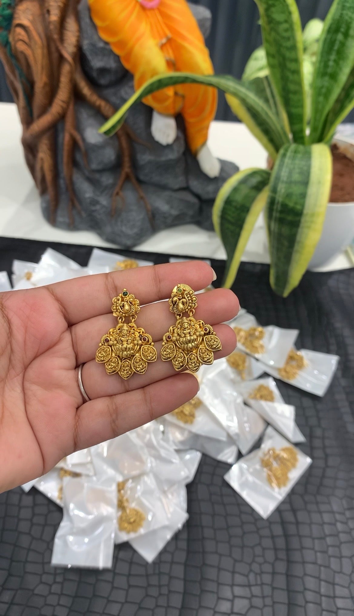 Beautiful Lakshmi devi kasula model earrings