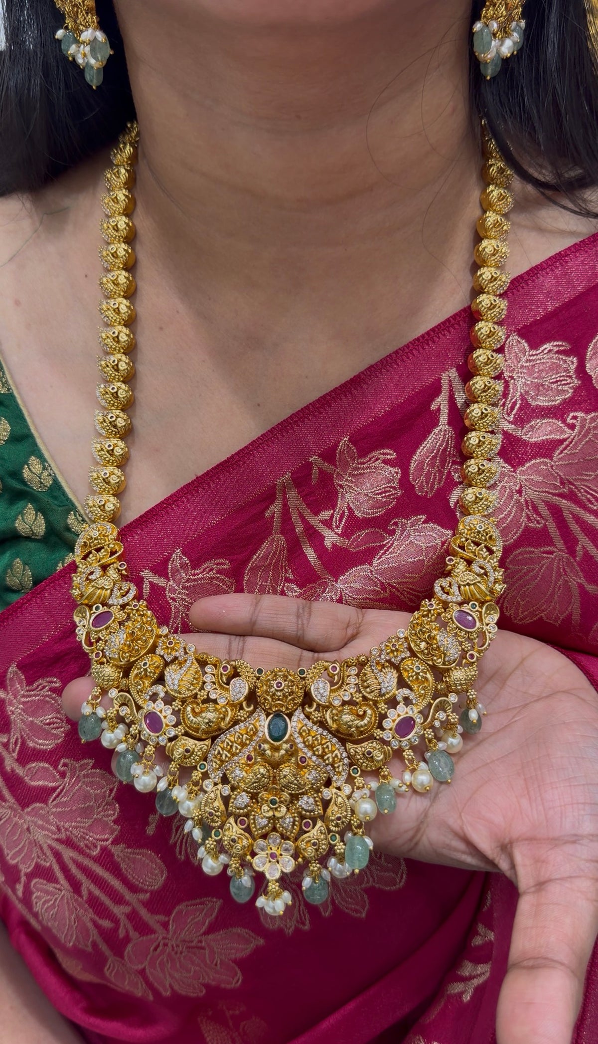 Beautiful peacock design long haram with pushback earrings