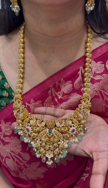 Beautiful peacock design long haram with pushback earrings
