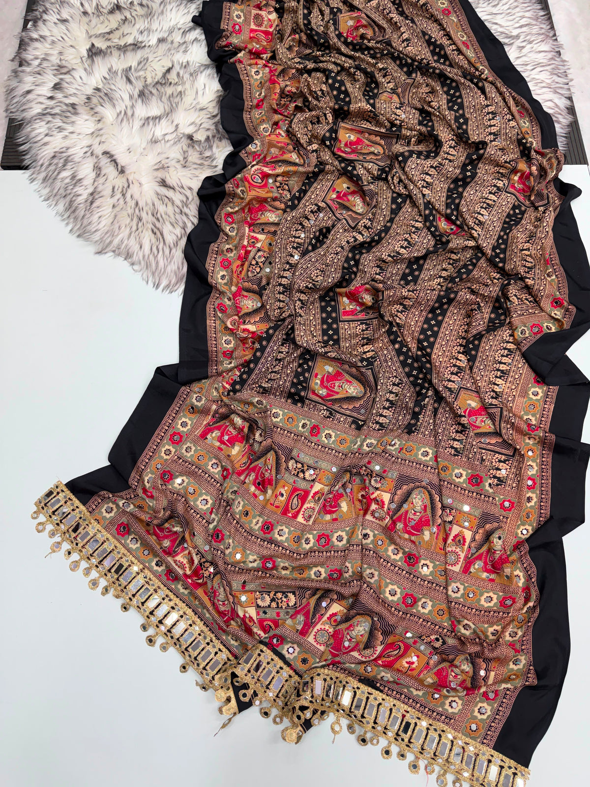 Arjakh sartin viscous silk saree