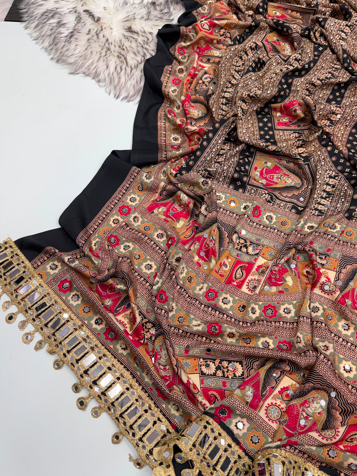 Arjakh sartin viscous silk saree