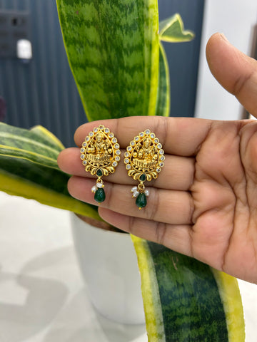 Beautiful Lakshmi devi uncut stone studs with pushback