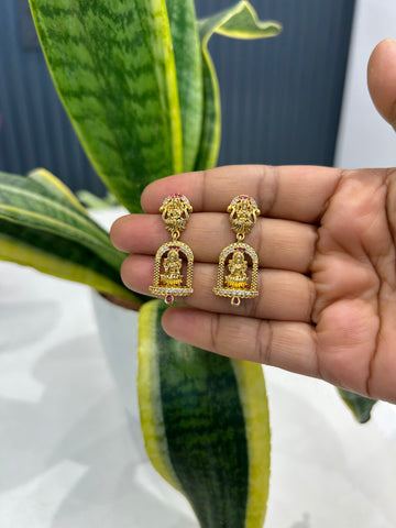 Beautiful CZ stone Lakshmi devi earrings with Pushback
