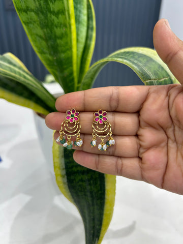Beautiful Jadau stone earrings with pushback