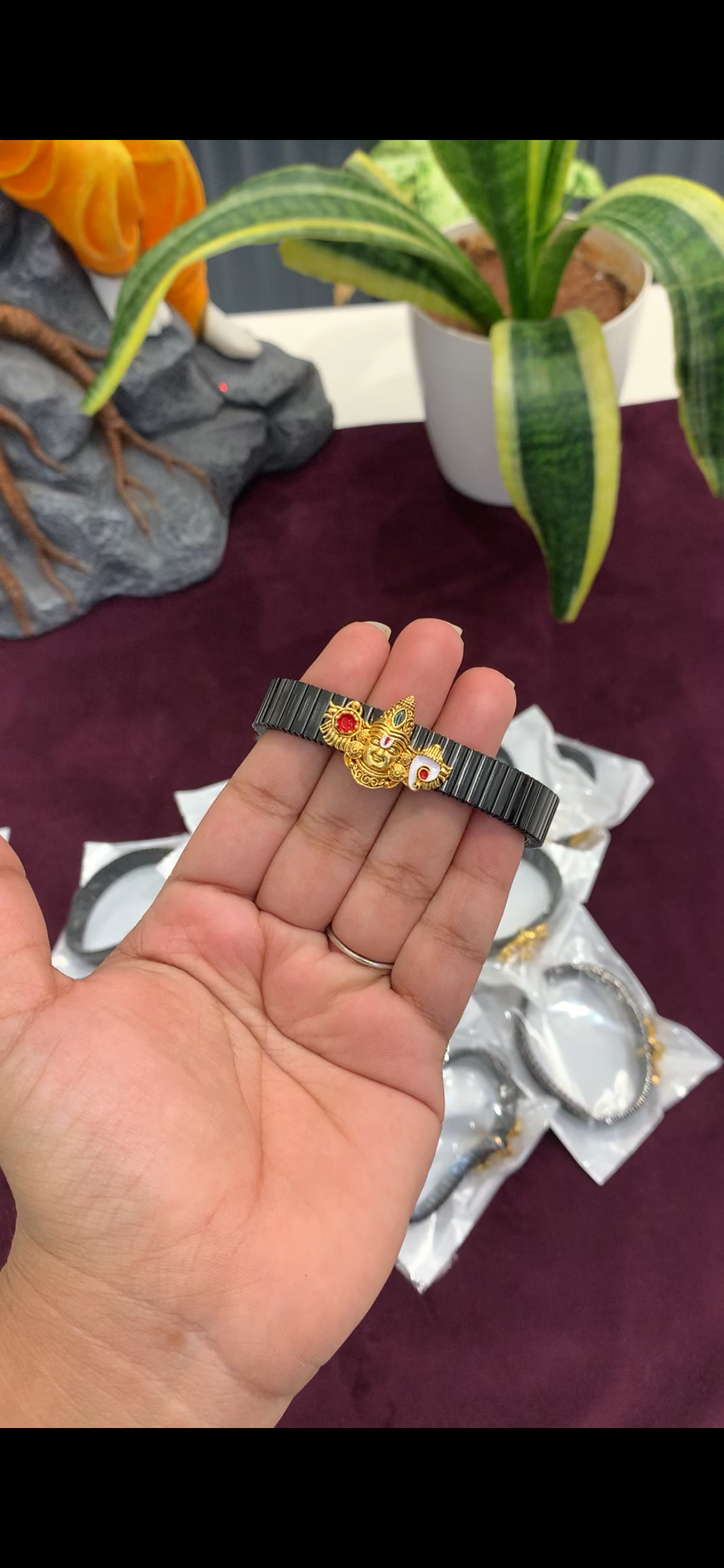 Beautiful adjustable Balaji idol bracelet/rakhi
