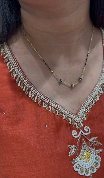 Beautiful simple black beads with handmaking Chandraharam chain 18 inchs long