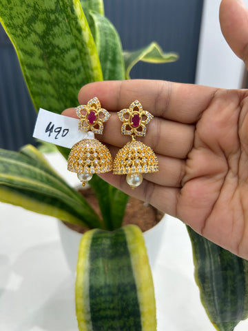 Beautiful pink stone jumkis with screwback