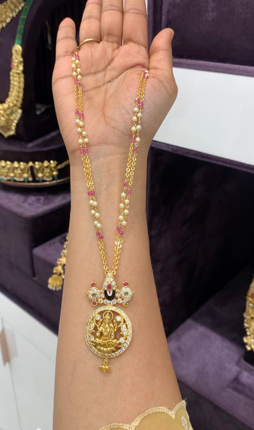 Beautiful Balaji pendant with handmaking beads , Chandraharam chain 18 inchs long