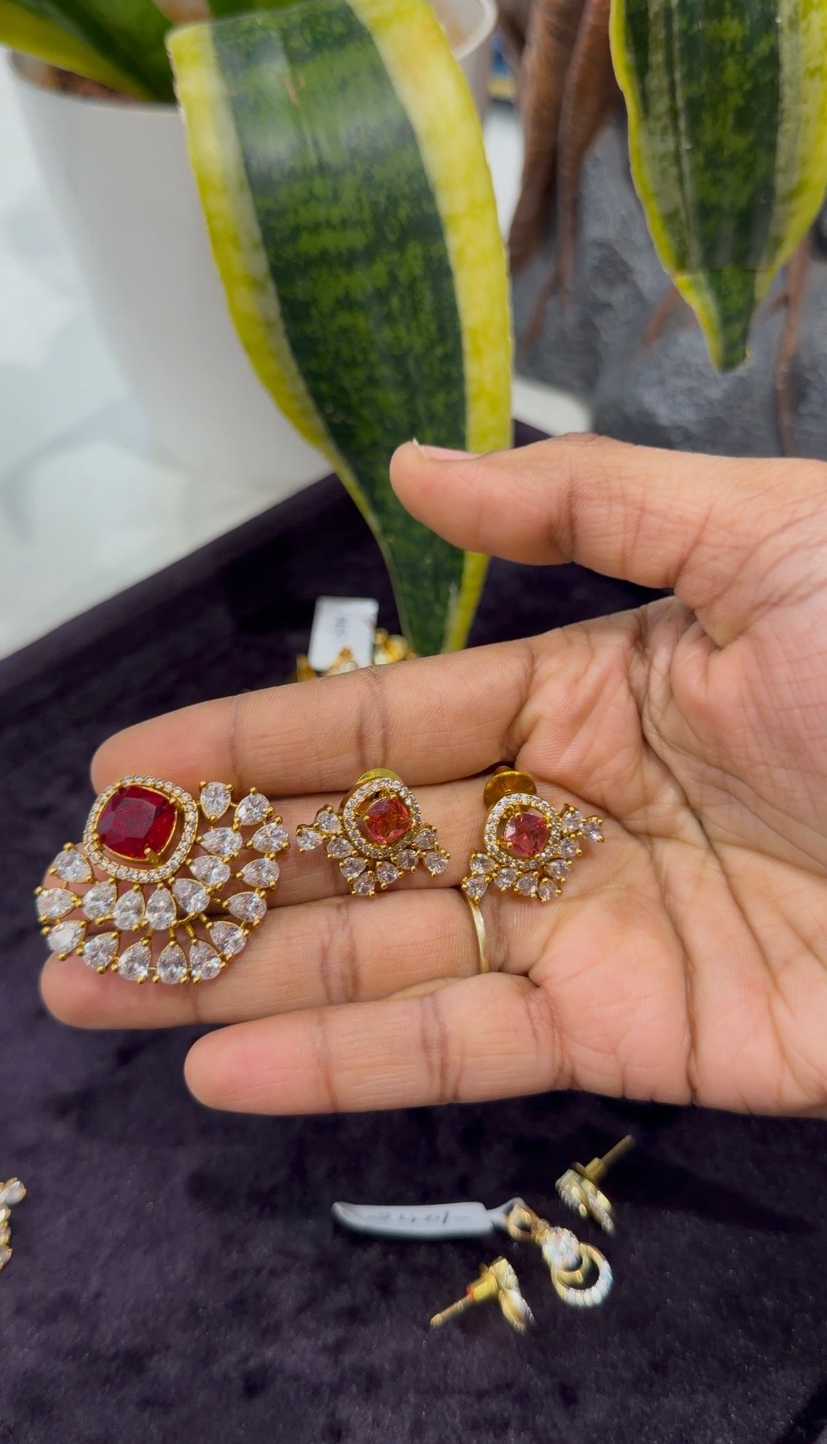 Beautiful red color Stone pendant set with backhook