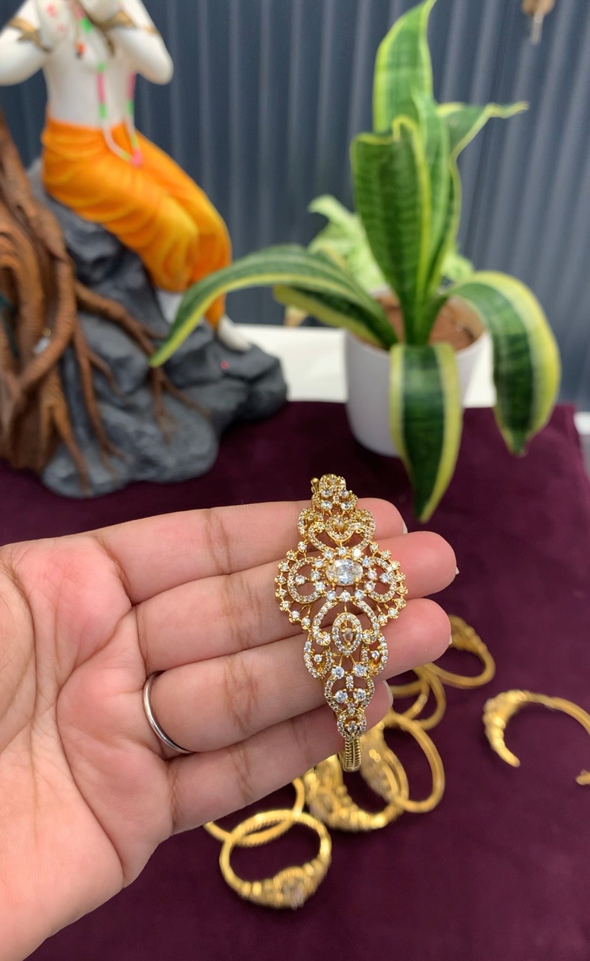 Beautiful white stone Diamond Replica openable bracelet