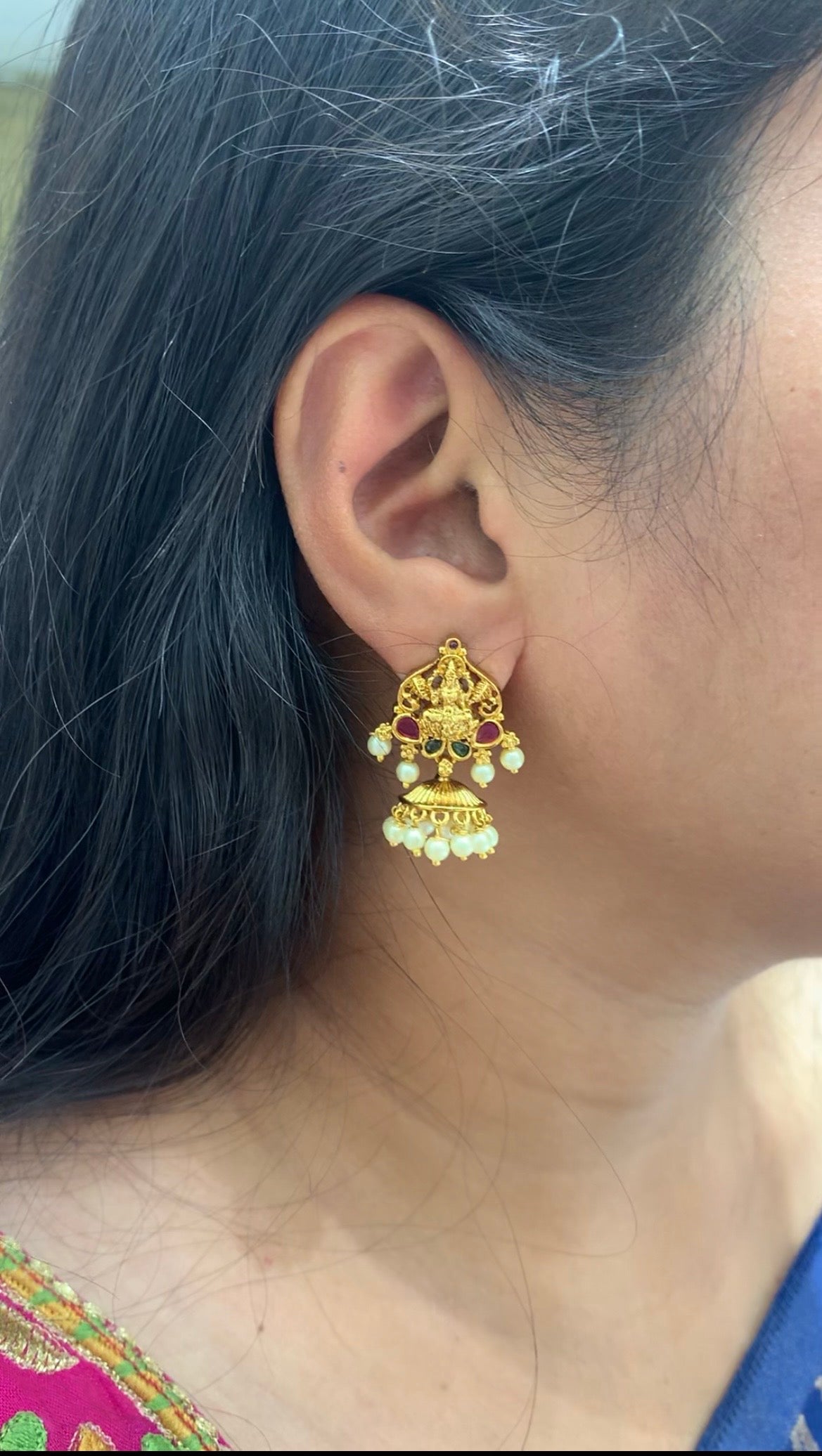 Beautiful Lakshmi devi earrings with pushback