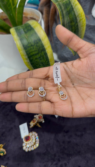 Beautiful white stone diamond replica pendant set with pushback earrings