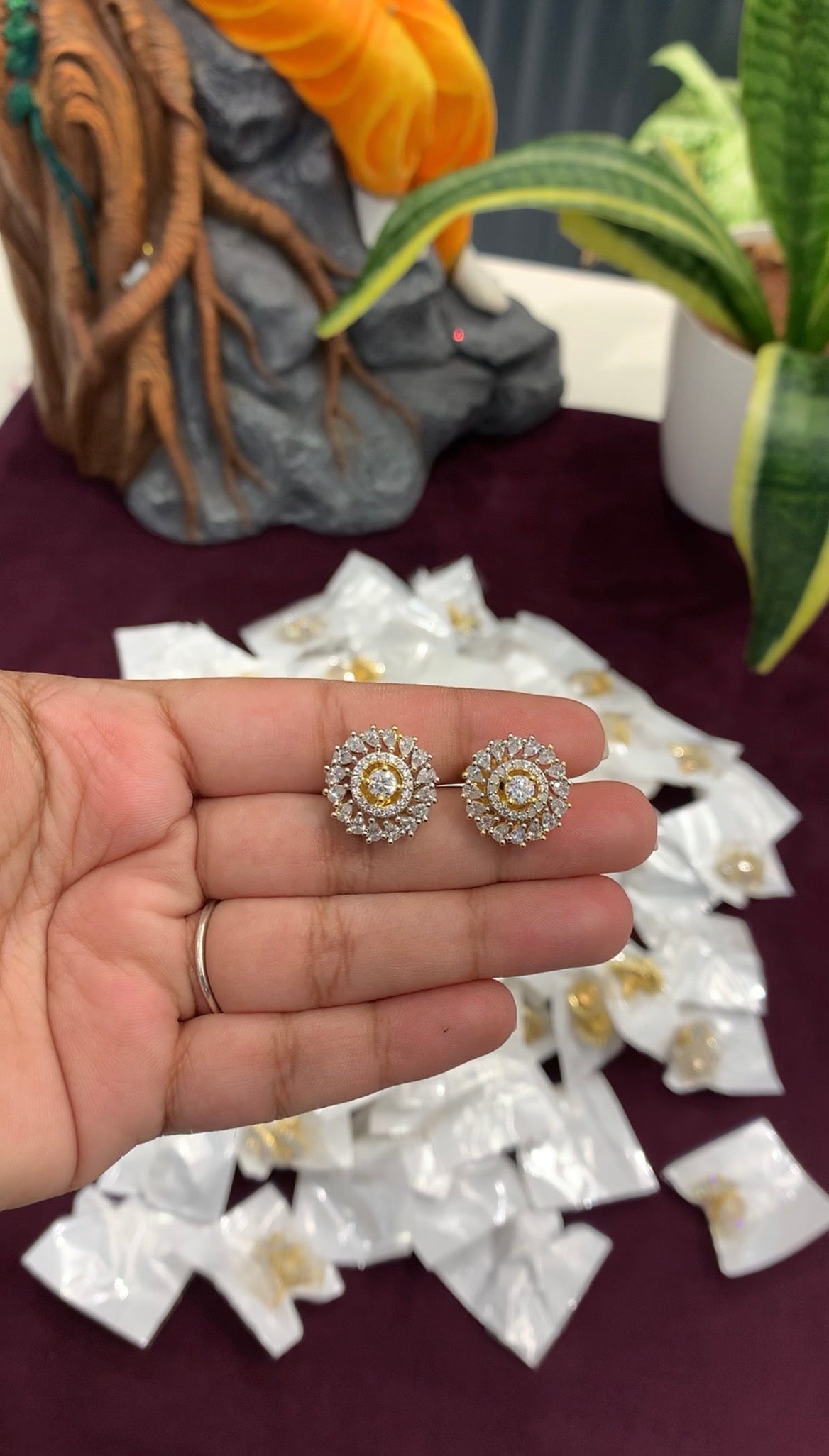 Beautiful Diamond Replica studs with pushback