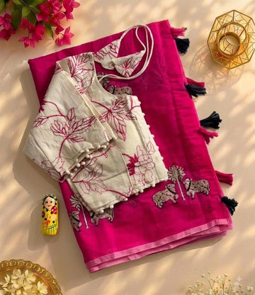 Premium chenderi cotton saree