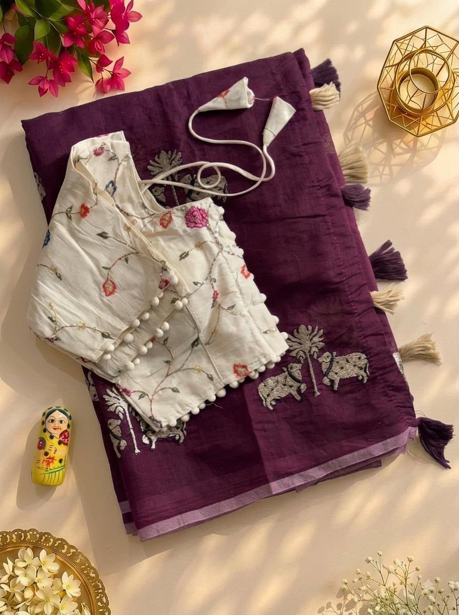 Premium chenderi cotton saree