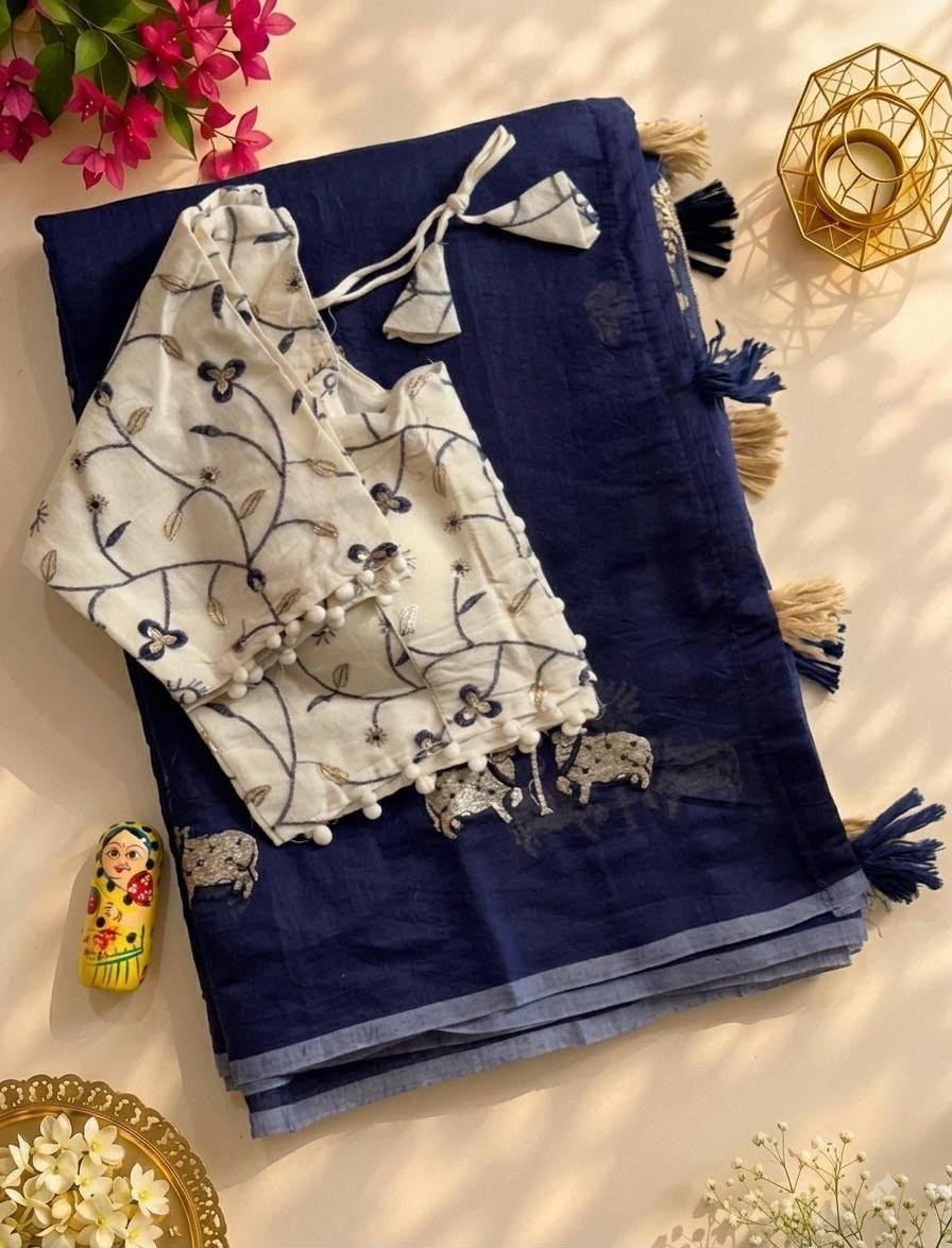 Premium chenderi cotton saree