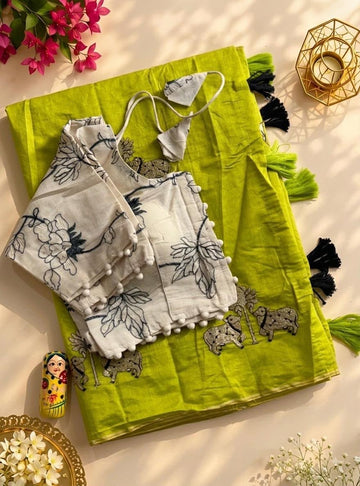 Premium chenderi cotton saree
