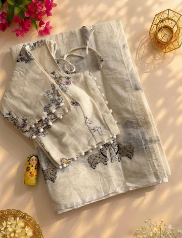 Premium chenderi cotton saree