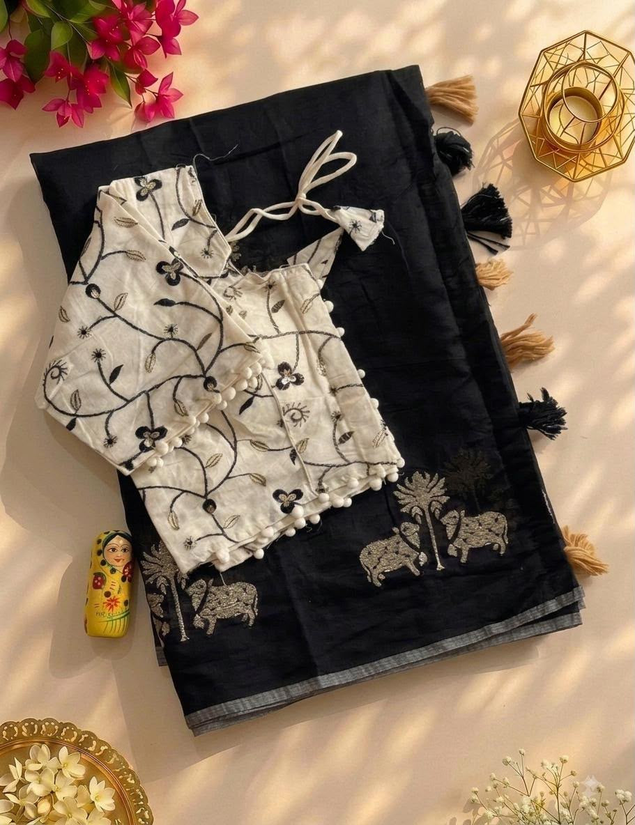 Premium chenderi cotton saree