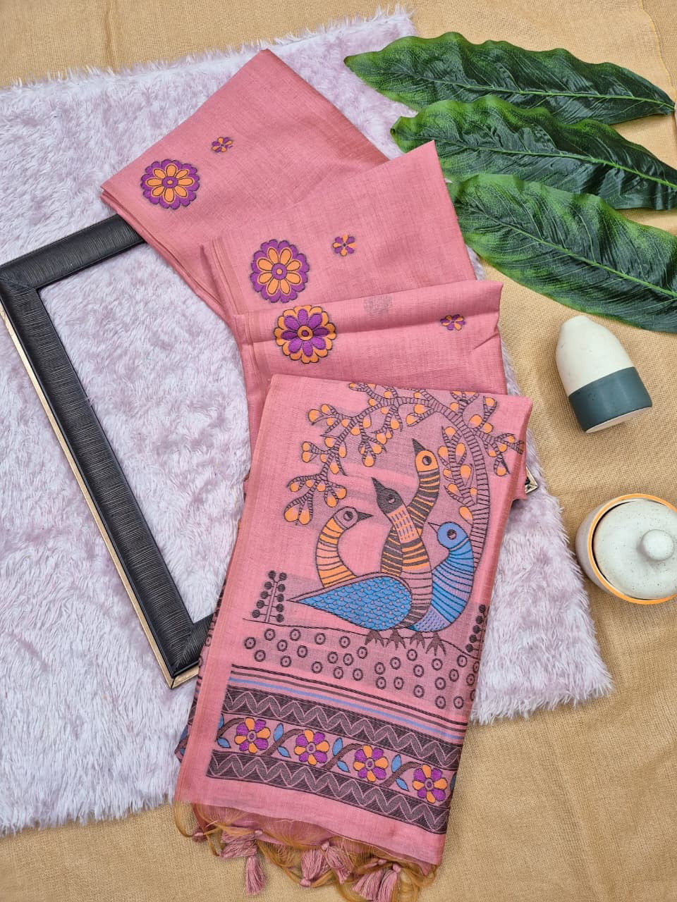 Soft jute linen saree