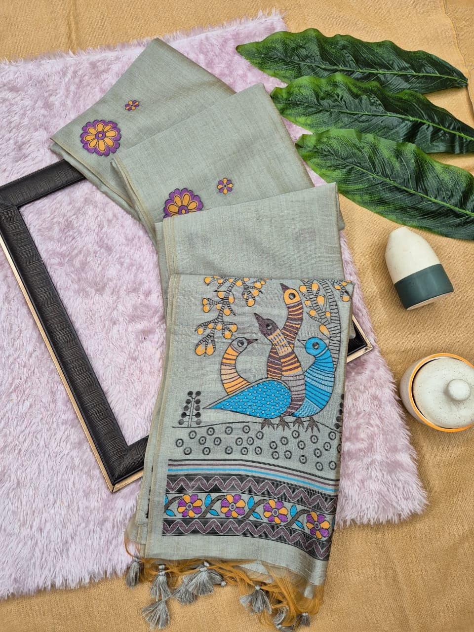 Soft jute linen saree
