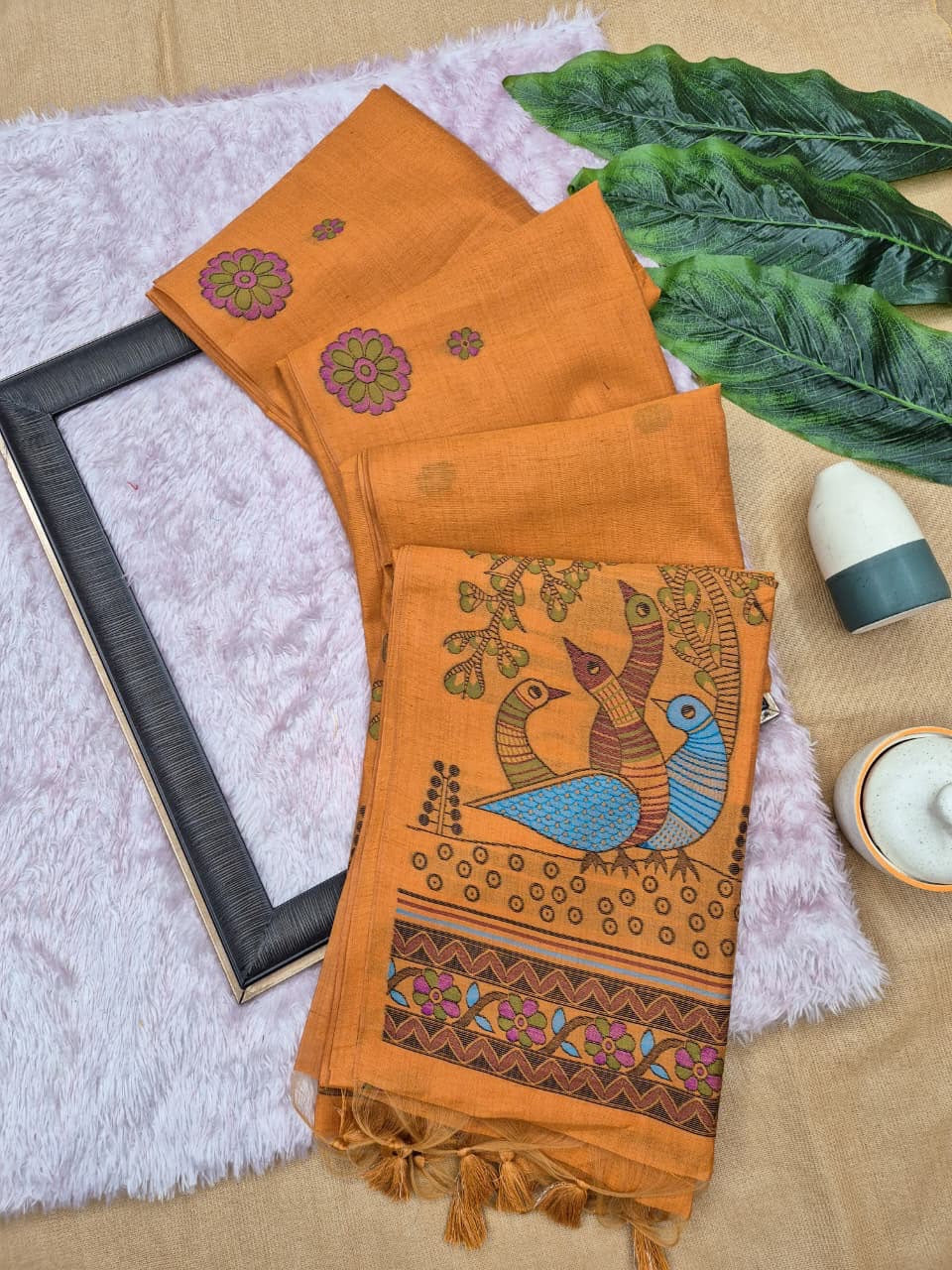 Soft jute linen saree